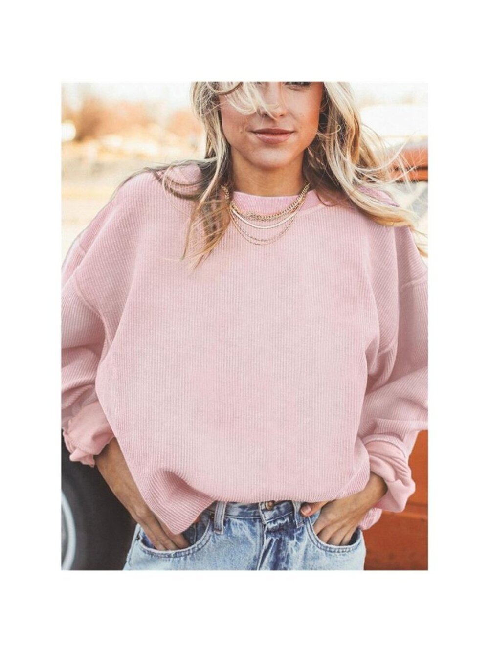 Ribbed Corduroy Oversized Sweatshirt